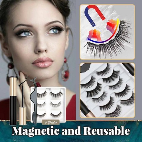 Magnetic Eyelashes and Eyeliner Kit. 3/5 Pairs Reusable