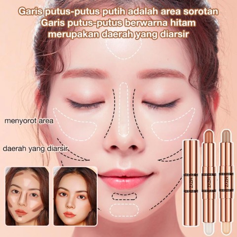 Tongkat kontur highlight ujung ganda alami