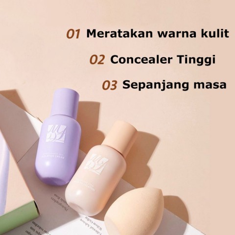 Primer dan alas bedak 2 IN 1-Gratis spons kecantikan