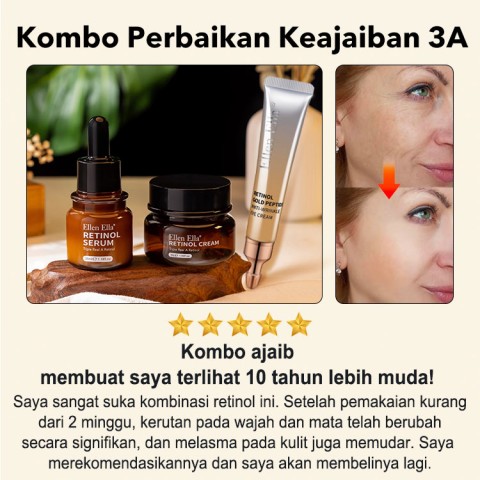 Set Serum dan Krim Retinol Anti Penuaan