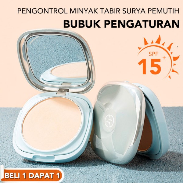 SPF15+ bubuk pengaturan pengontrol minyak tabir surya pemutih