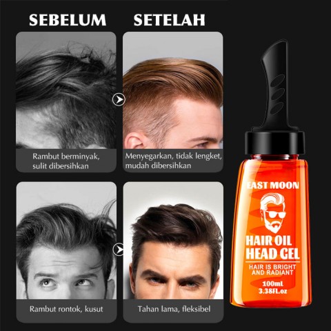 2 In 1 Men Hair Styling Gel Sisir Rambut-24 jam tahan lama