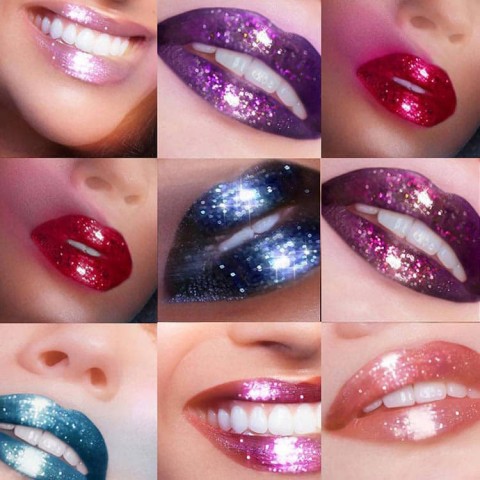 6-Color Metallic Glitter Lip Gloss. Waterproof Non-stick Cup