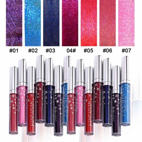 7 Color Glitter Lip Gloss Non-Stick Cup Waterproof Liquid Lipstick