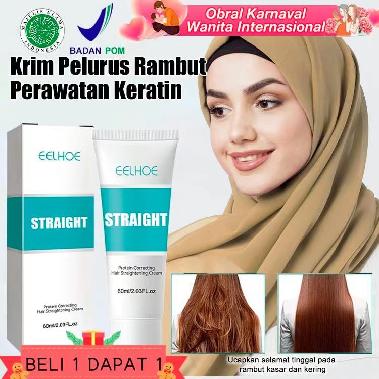 Promosi tahun baru-Krim Pelurus Rambut Perawatan Keratin-3 menit perawatan rambut ajaib-satu efek bertahan selama 6 bulan-HALAL-100% Safe-cruelty-free-BPOM Certificate